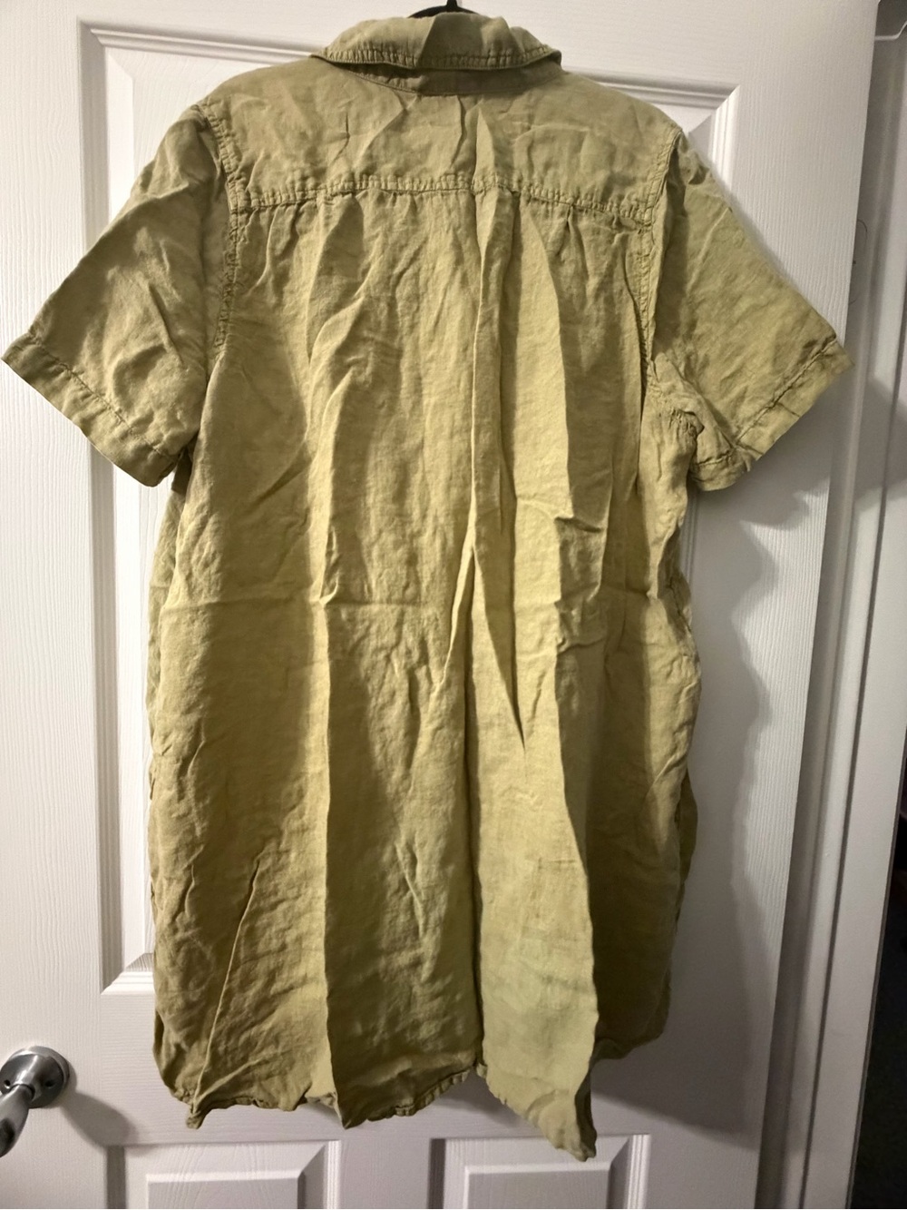 Green linen collared shirt dress - Picture 2 of 6